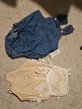GAP Denim Blue Baby Overall Romper